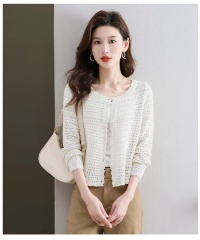 鏤空針織開衫秋季新款長袖披肩外搭小罩衫外套洋氣短款網衫上衣女