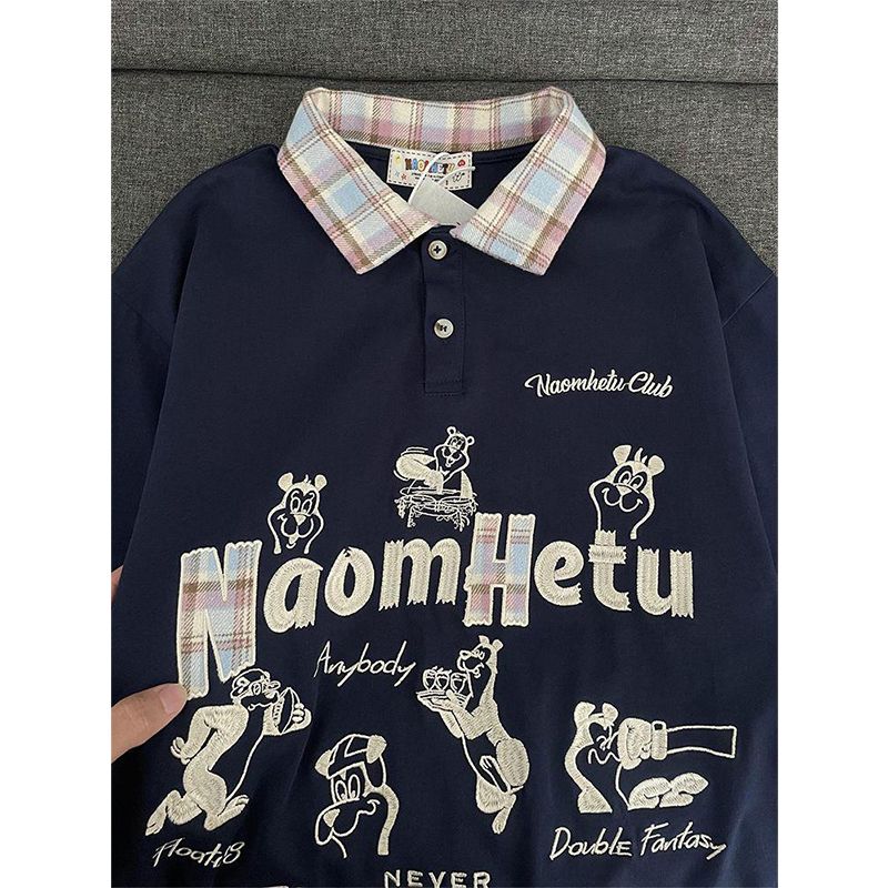 2025 summer embroidery 220g pure cotton combed tight plaid POLO shirt