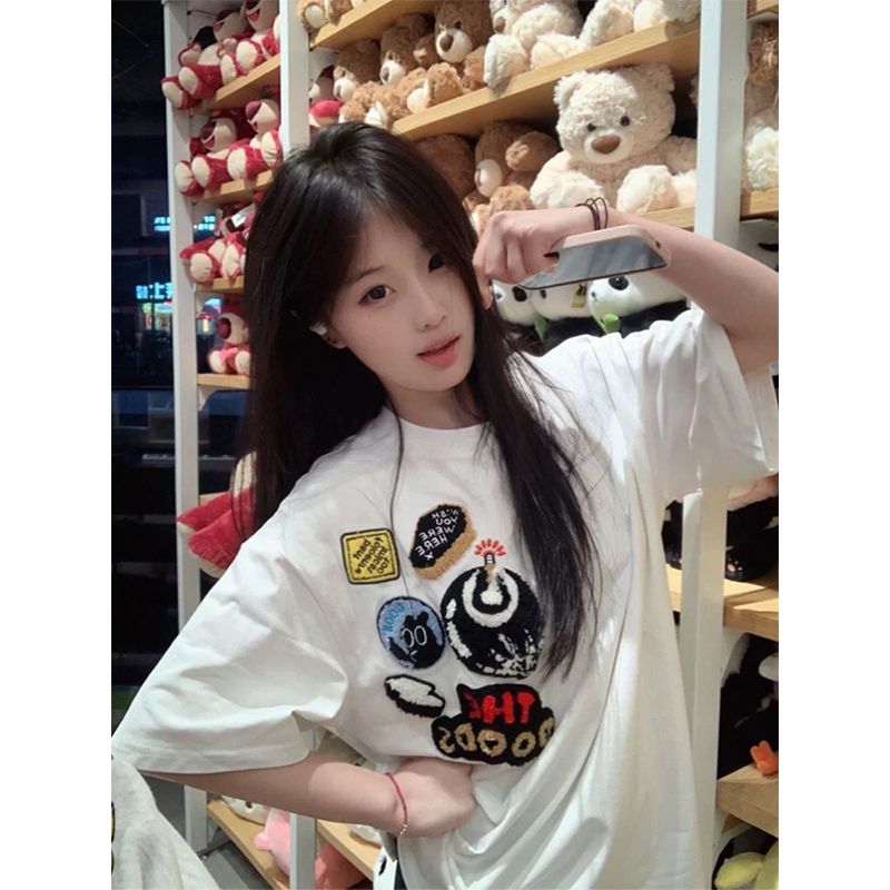 2025 summer towel embroidered 220g pure cotton combed tight threaded collar pull shoulders at the back