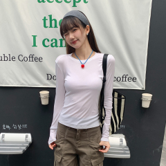 Real-life white long-sleeved T-shirt for women round neck underwear 2025 new solid color Tens Laiser base shirt trendy