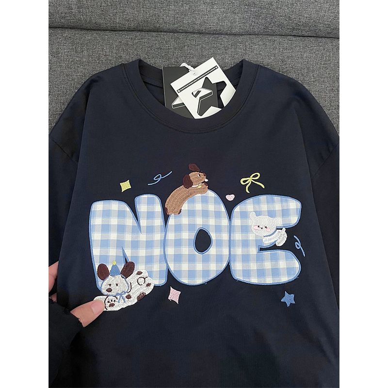 2025 summer embroidery 220g pure cotton combed tight threaded collar + back pull shoulder