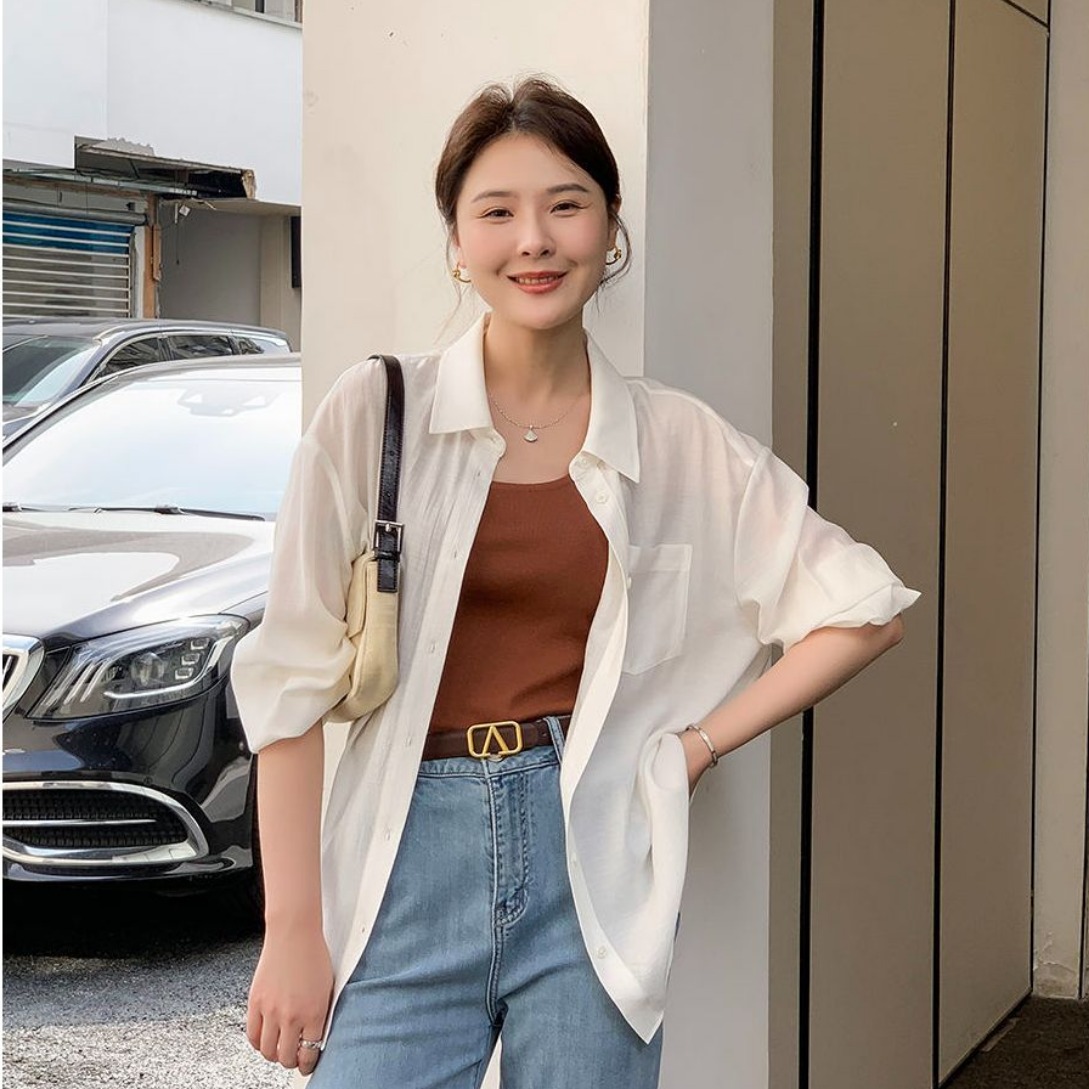 長袖純色百搭襯衫女2025新款韓版時尚外穿減齡微胖mm襯衫