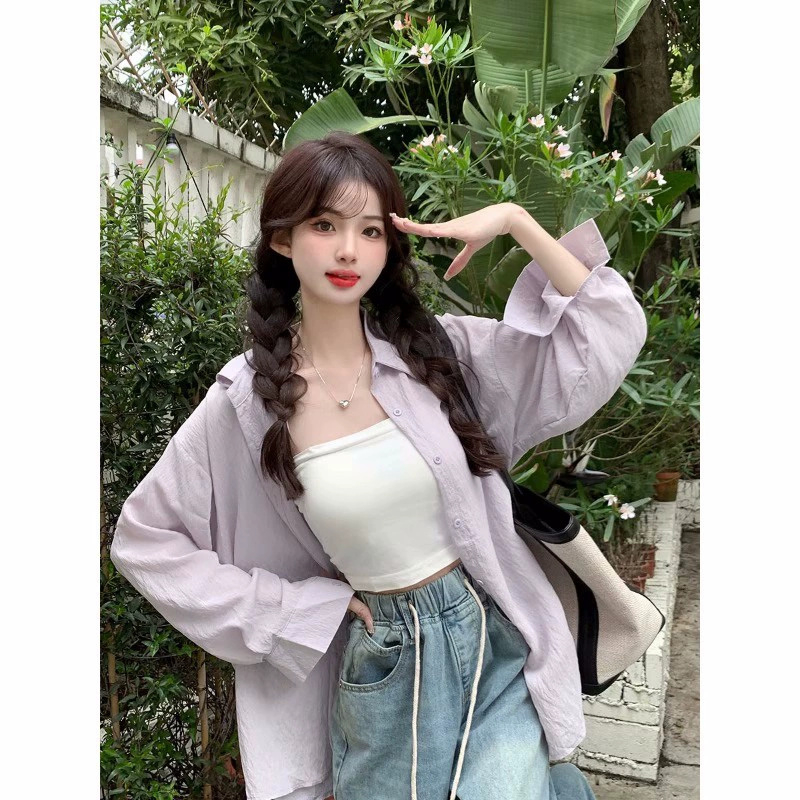 時尚洋氣微透防曬襯衫女春季2025新款小眾設計感中長款寬鬆上衣潮