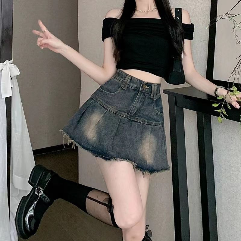 港風辣妹氣質感防走光復古牛仔美式半身裙2025夏季新款修身高腰