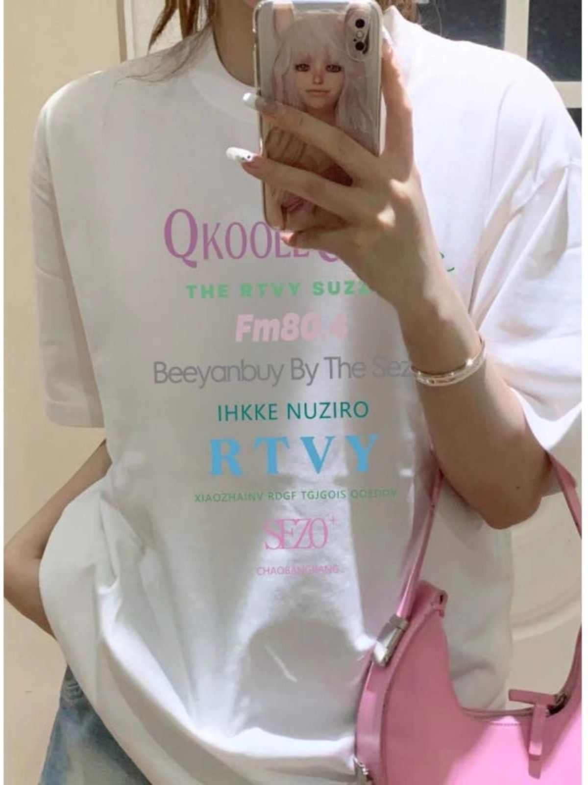 高品質純棉200克精梳緊密100%棉寬鬆短袖t恤女