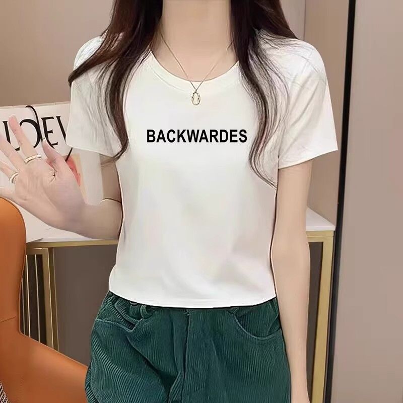 Short printed cute short-sleeved T-shirt for women's summer round neck top