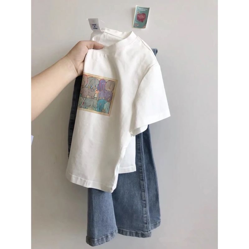 Short printed cute short-sleeved T-shirt for women's summer round neck top