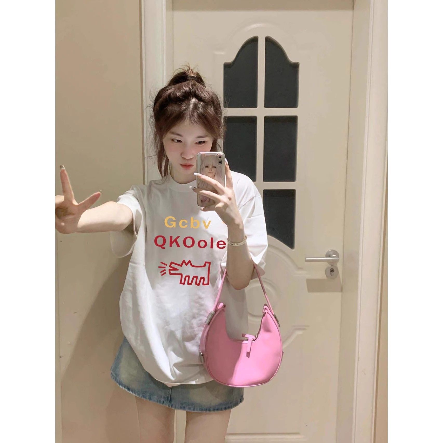 高品質純棉200克精梳緊密100%棉寬鬆短袖t恤女
