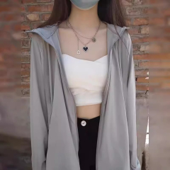 已出貨 韓系簡約風夏季冰絲薄款顯瘦長袖連帽防曬衫外套上衣