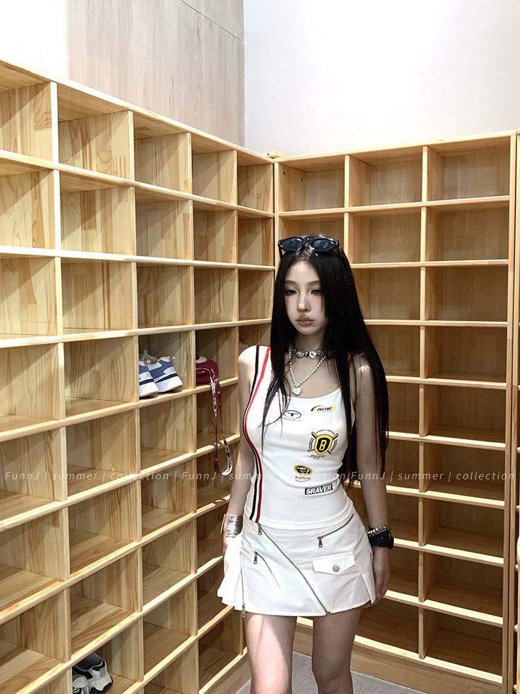 260g modal 1x1 girl design sense sporty slim fit outside wearing suspender vest hot girl short top
