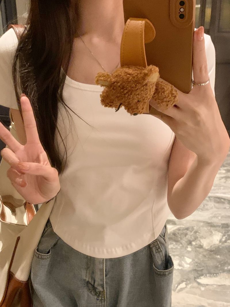 實拍 40支純棉210克92棉/8氨綸短袖T恤女方領明線