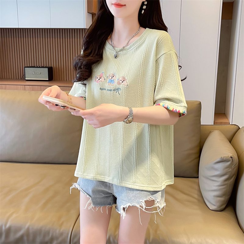 First release real-life jacquard embroidery niche short-sleeved T-shirt for women