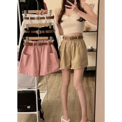 Cotton Washed Summer Korean Style New High-Waisted Slimming Plus Size Wide Leg Shorts Plus Size Casual Pants Women's Pants