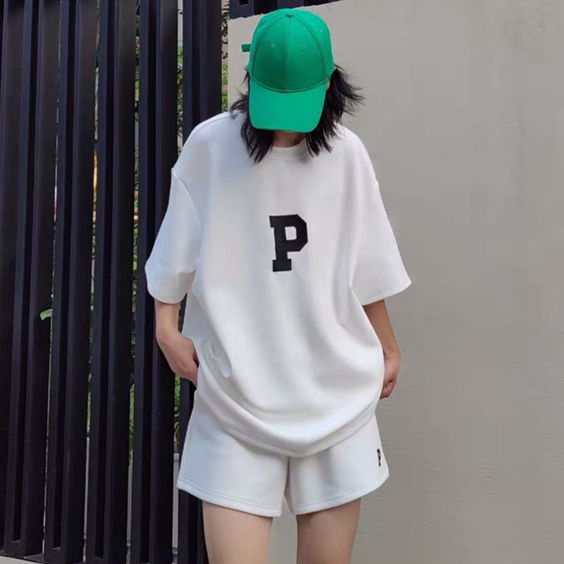 休閒時尚套裝女夏季薄款寬鬆洋氣百搭運動短袖短褲兩件套