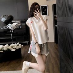 純棉女裝胖妹妹休閒運動套裝女夏季新款時尚顯瘦短袖短褲兩件套潮