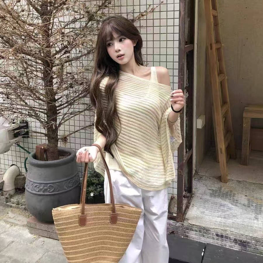 防曬罩衫女獨特超好看寬鬆氣質鏤空2025新款上衣chic韓系針織衫