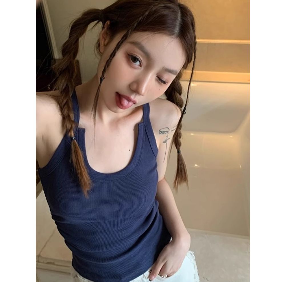 設計感內搭小吊帶背心女夏季白色外穿辣妹修身顯瘦無袖打底上衣潮