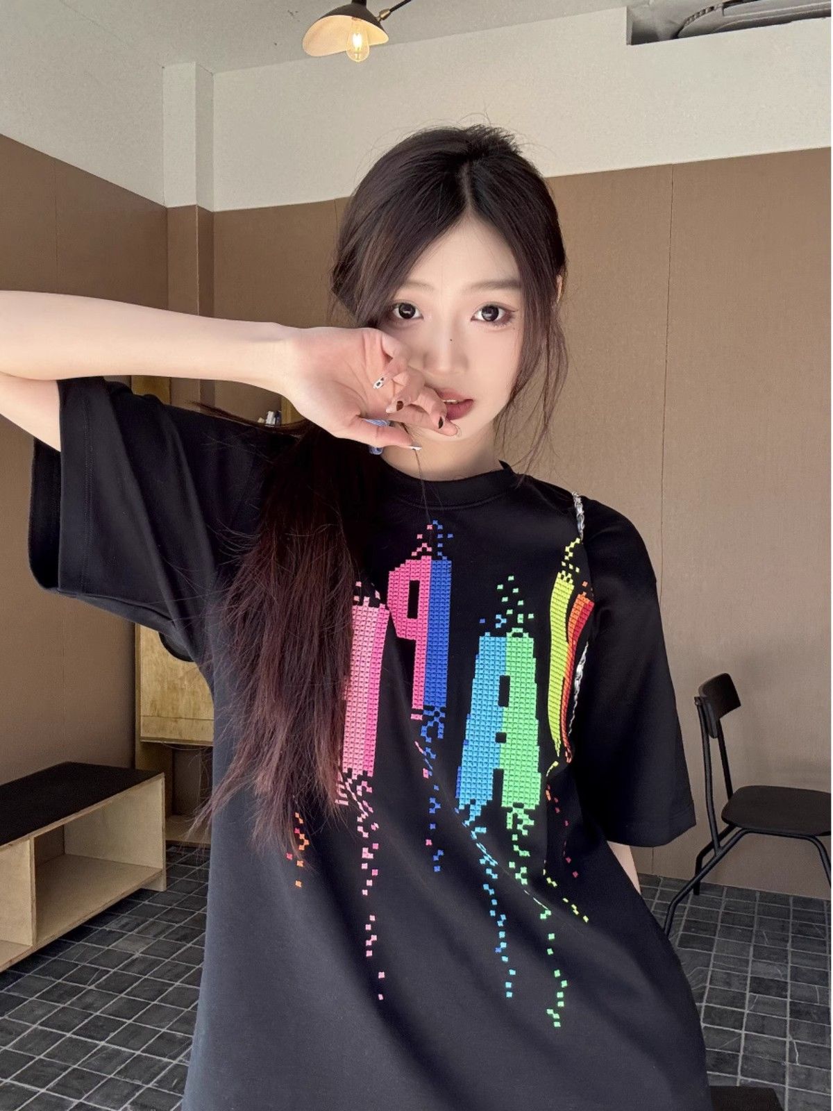 高品質純棉200克精梳緊密100%棉寬鬆短袖t恤女