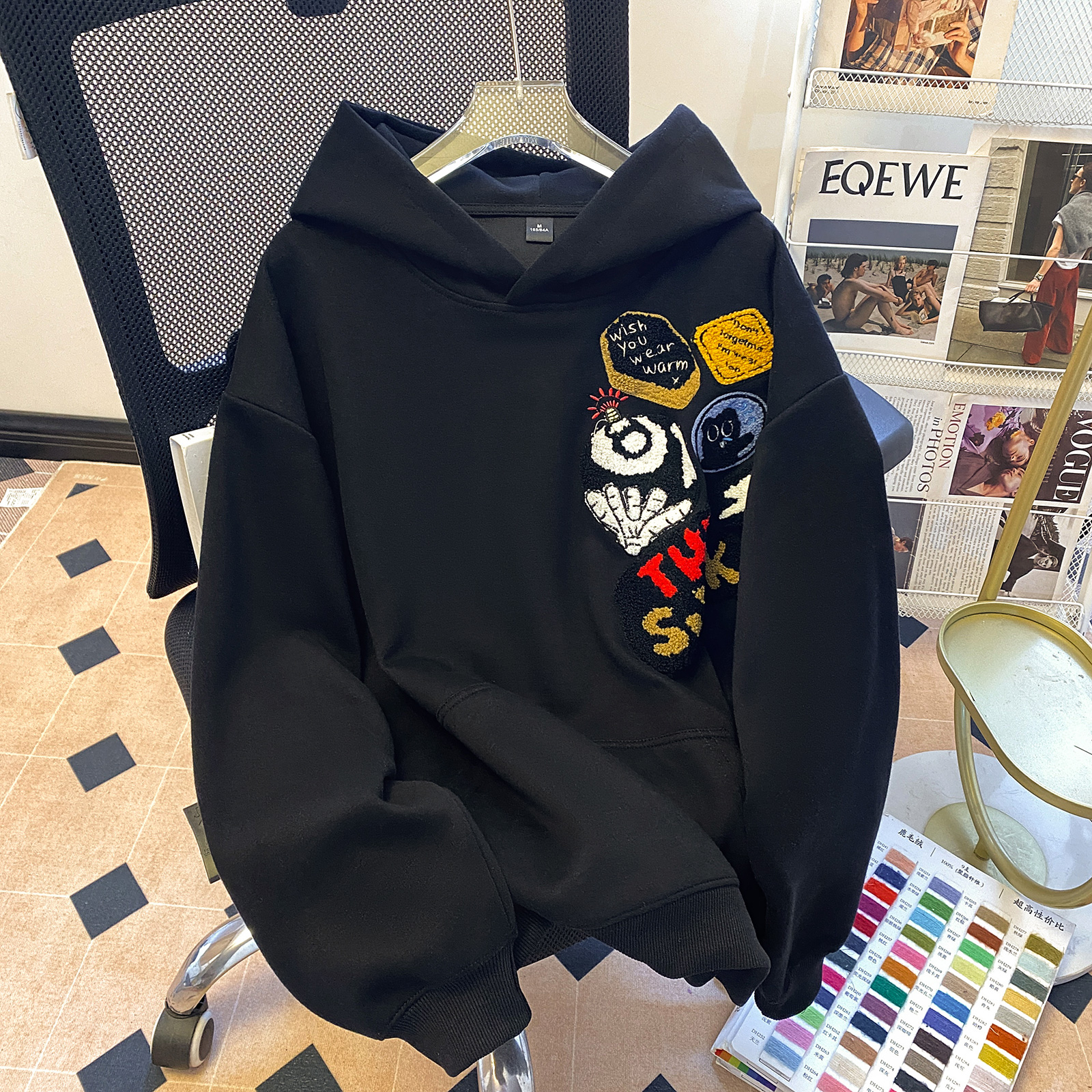Real photo of pure cotton Hua cotton composite milk silk sweatshirt for men and women thin 2025 spring new hooded long-sleeved T-shirt top