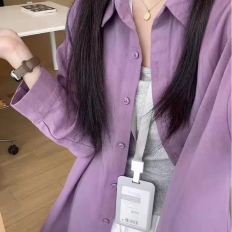 Fashionable cotton shirt 2025 new Korean version slim and high-end small person with a layered simple temperament top