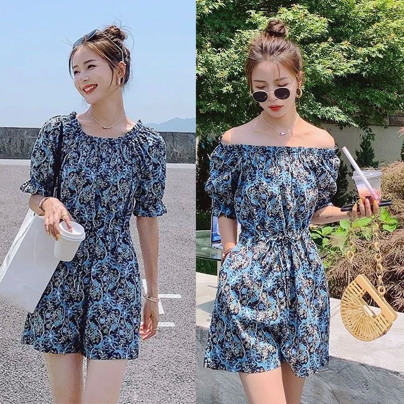 2025 summer new French retro jumpsuit for women American design, waist-hugging and slimming one-shoulder jumpsuit