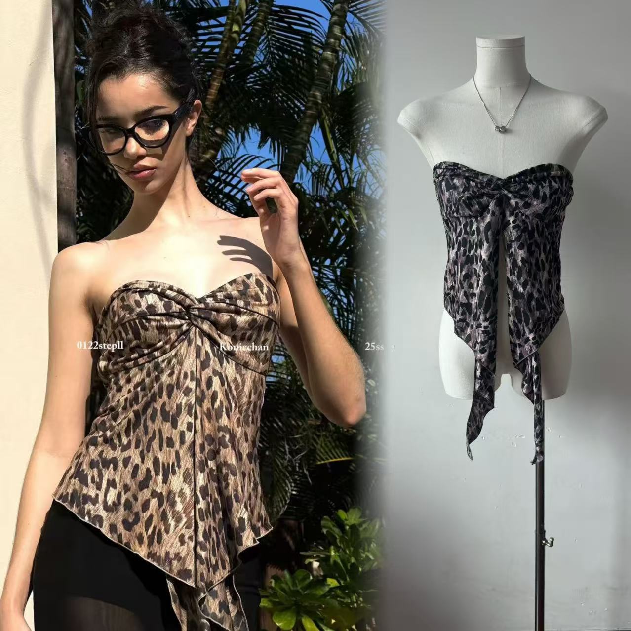 0122stepll Wild Heart Leopard Print Vest Female Sexy Hot Girl Design Sexy Backless Piece Top