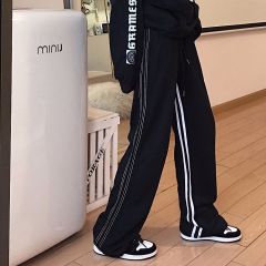 2025 original patterned sweatpants versatile casual pants high waist slimming and high-waisted sweatpants women's wide-leg drawstring sports pants