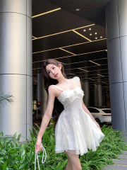 Real shot~ The white moonlight pure embroidered dress in memory for women's spring and summer short skirt