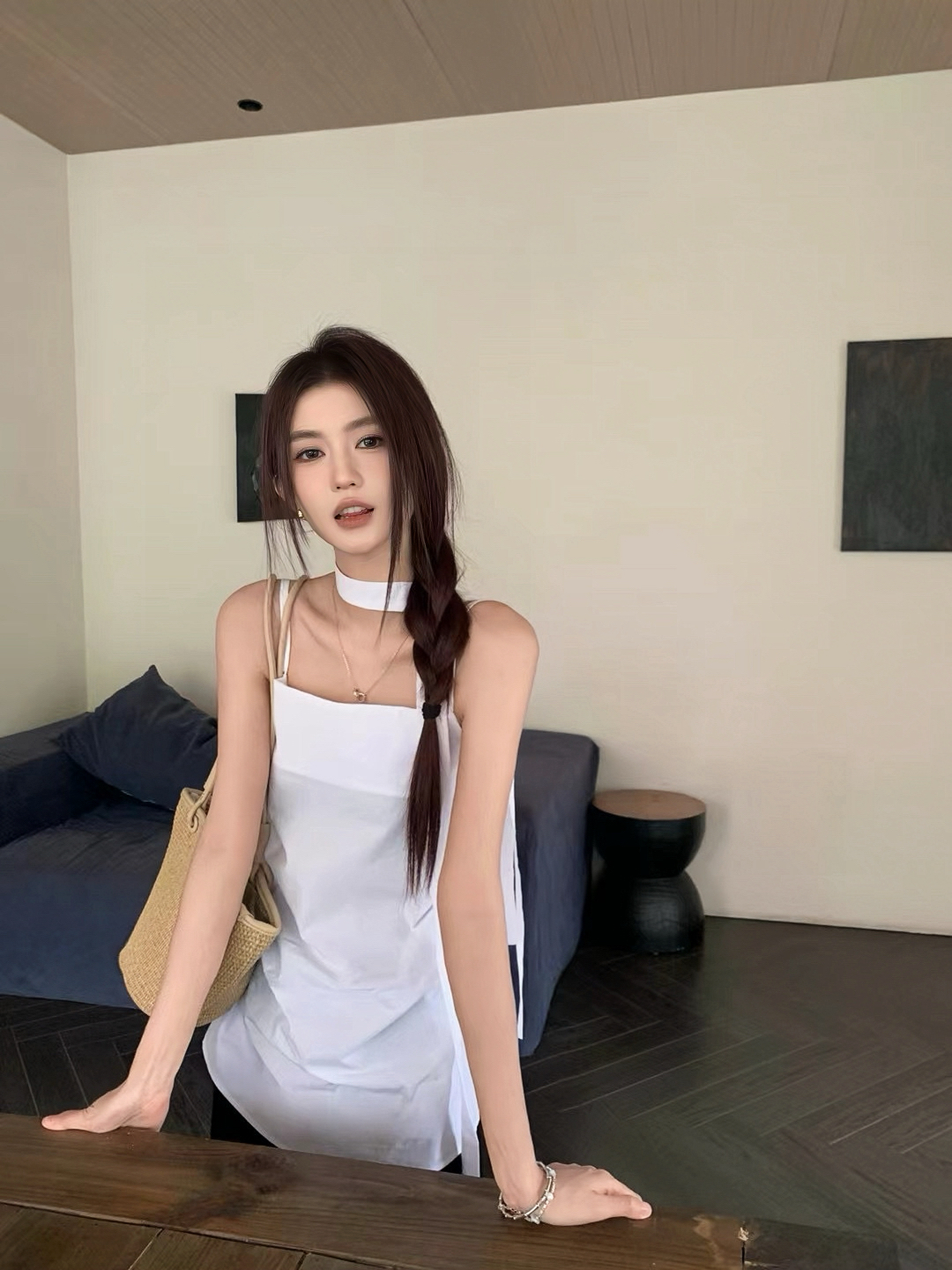 Real shot, new design versatile slim strap top