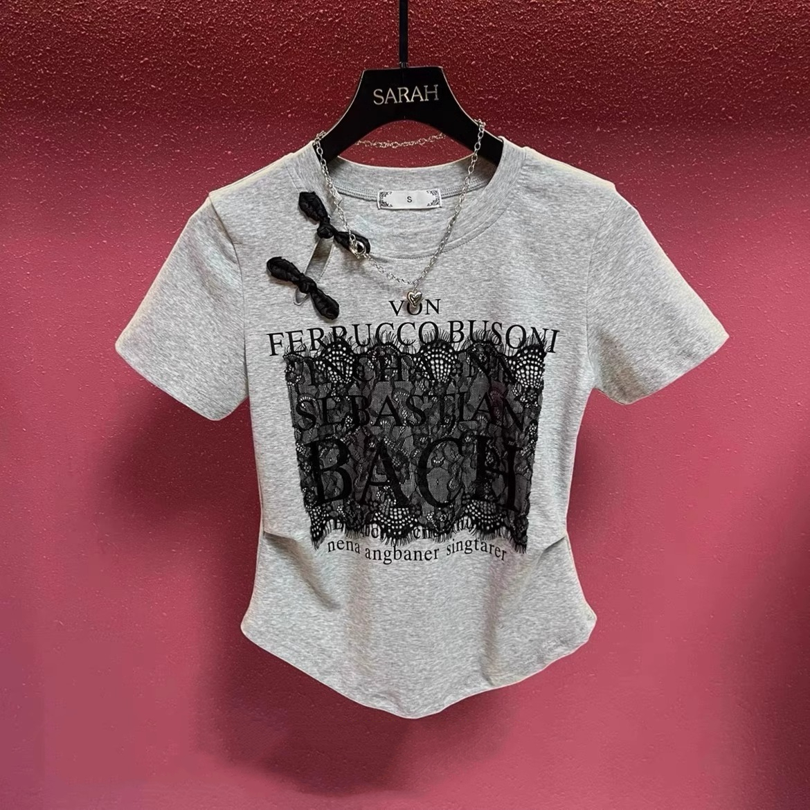 Official photo 92 cotton/8 spandex 40 210g pure cotton breasted design lace women's short sleeves