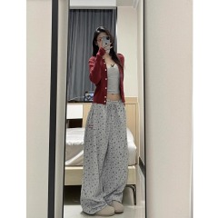 Spring and Autumn 2025 early spring new American loose sports pants trendy floral wide-leg sweatpants