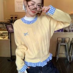 Two-piece sweater for women in autumn and winter Korean long-sleeved sweater design chic slim body