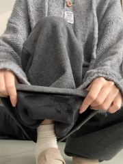 Soft and glutinous dark gray drooping casual pants for women in autumn and winter 2025 new high-waisted slim and lazy wide-leg pants