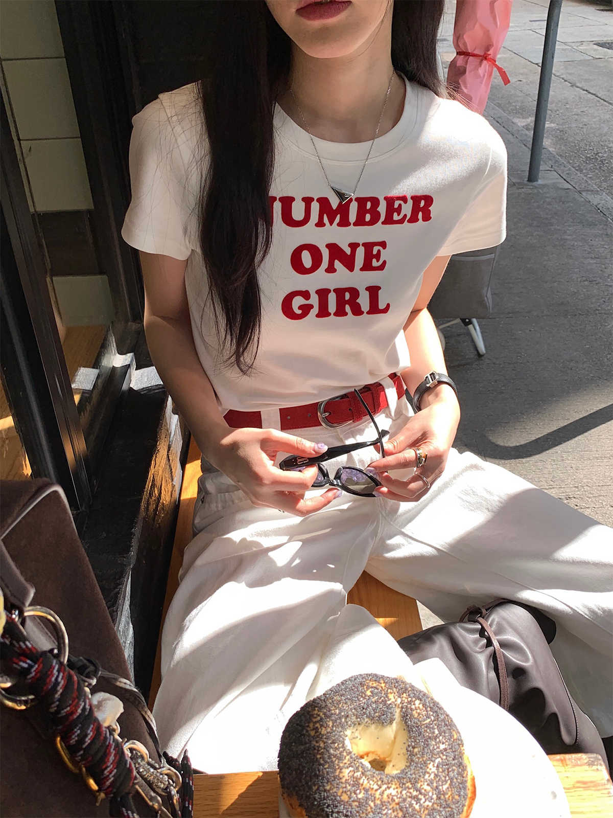 European women's letter printed top casual T-shirt spring new slim and versatile fashionable short-sleeved T-shirt