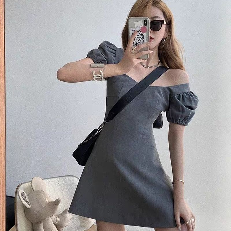 American elegant temperament dress for women French college style waist-hugging mid-length skirt spring and summer high-end slim a-line skirt