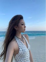 White polka dot v-neck halter neck dress for women summer French sexy backless temperament mid-length skirt