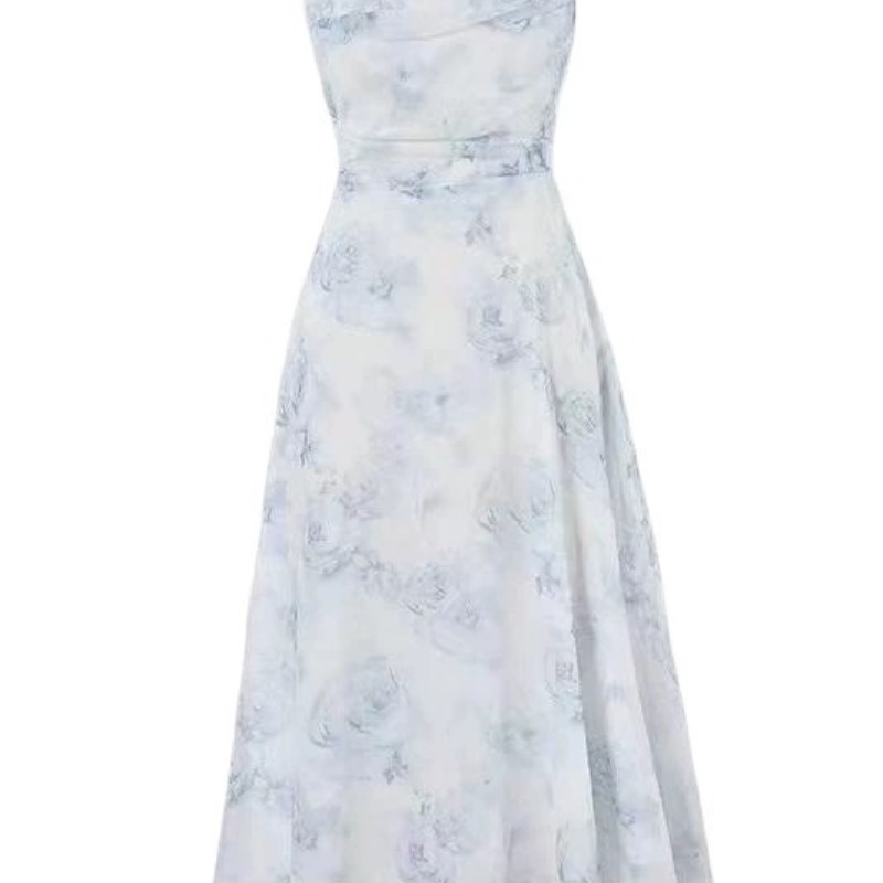 French chiffon floral suspender dress suit summer small fragrance style knitted cardigan jacket two-piece women's skirt