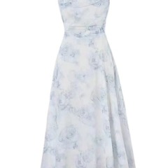 French chiffon floral suspender dress suit summer small fragrance style knitted cardigan jacket two-piece women's skirt