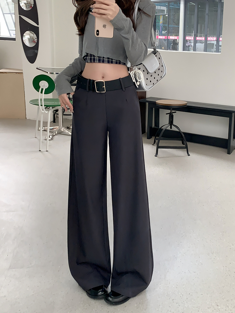 Real shot of 2025 spring new mid-low waist casual pants for women, slim temperament, fashionable and versatile suit pants, micro-flare pants
