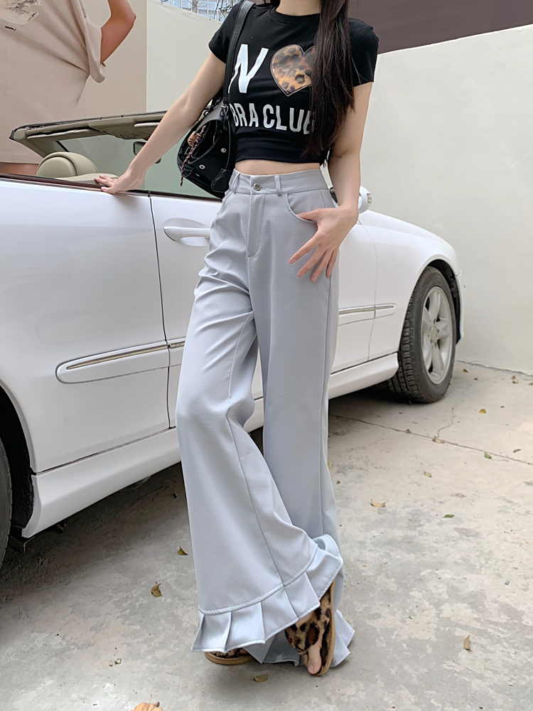 Real photo lazy casual pants for women in spring solid color straight-leg pants slimming wide-leg pants loose draped floor pants