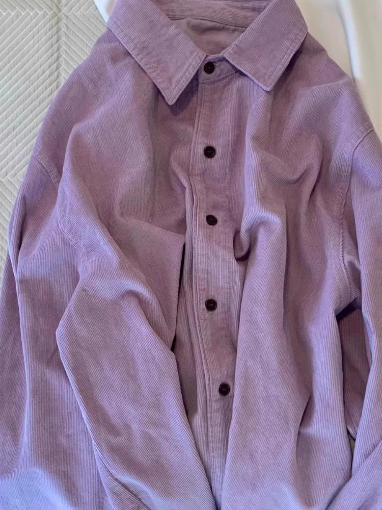 Original fabric #Vest original quality#2025 new purple corduroy shirt layered top