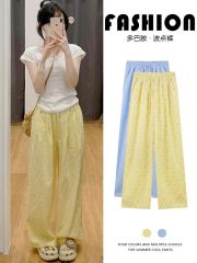 Polka dot wide-leg pants for women in summer thin new high waist droop loose casual ice silk walk Yamamoto pants
