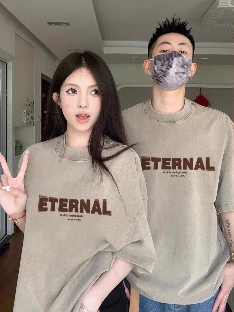 2025 special couple outfit summer niche design feel different short-sleeved T-shirt high-end