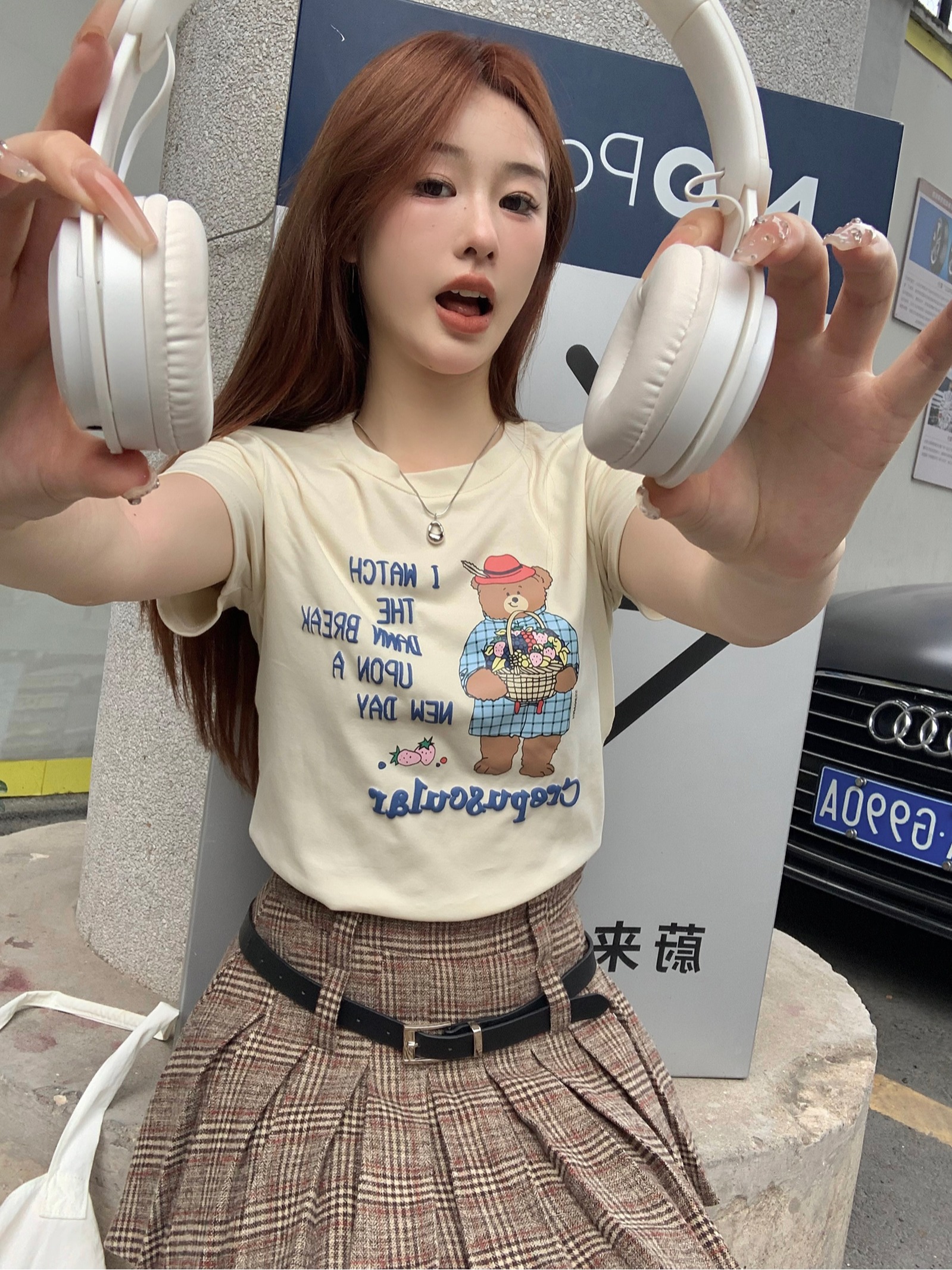 Real shot 1*1 thread 210g short-sleeved T-shirt summer 2025 trendy print shoulder slim short round neck top for women