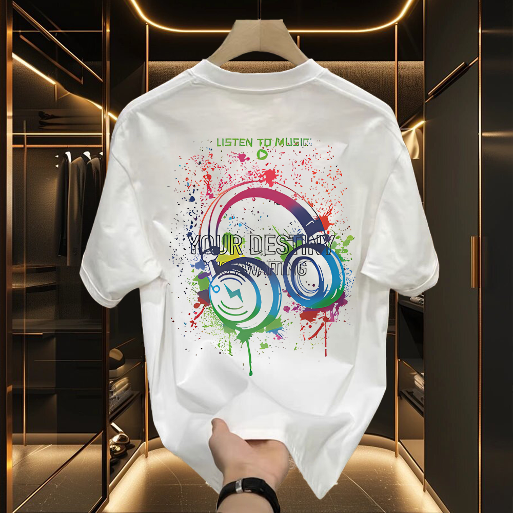 Heavy pure cotton American fashion brand new versatile loose printed short-sleeved T-shirt for men and women