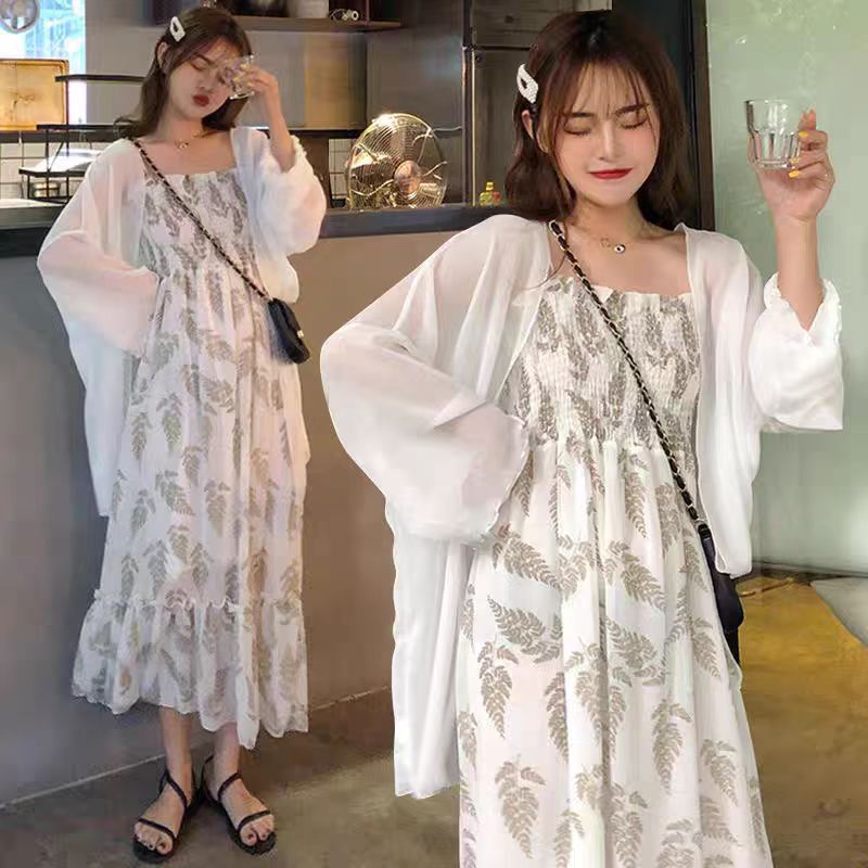 2025 new French suspender dress for women in spring and summer fresh and sweet sun protection clothes suspender dress two-piece set
