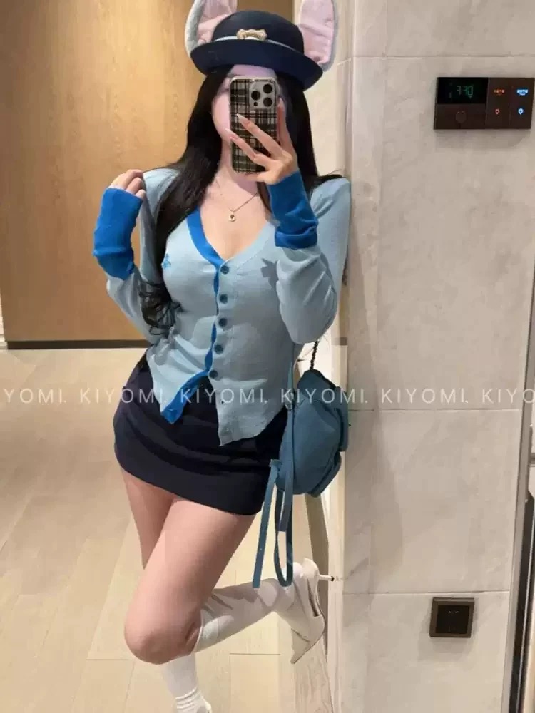 KIYOMI Spring New Korean Style Temperament Pure and Desire Hot Girl Slim and Slim Contrasting Two-Piece Knitted Cardigan Women