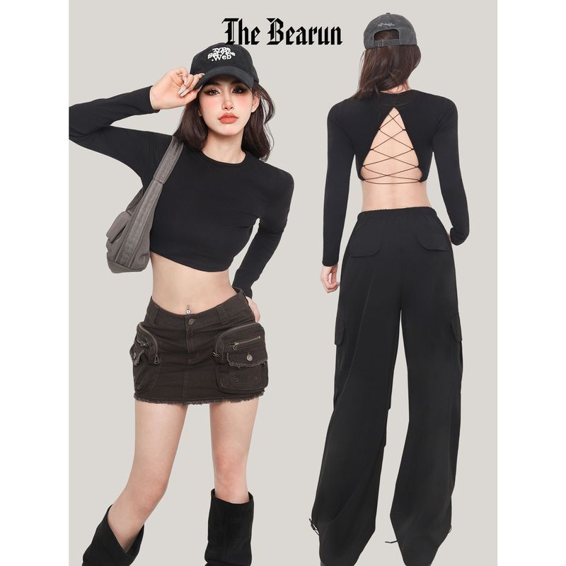 Hot back pure sweet hot girl base shirt slim fit inside short top for women