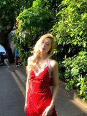 8uioio Toka sunny red polka dot French dress for women's spring new lace halter skirt