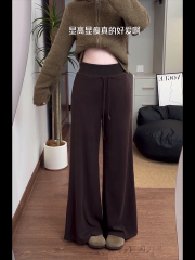 , three-dimensional waist #low waist plaid casual pants for women in autumn and winter 2025 early spring new loose straight wide legs